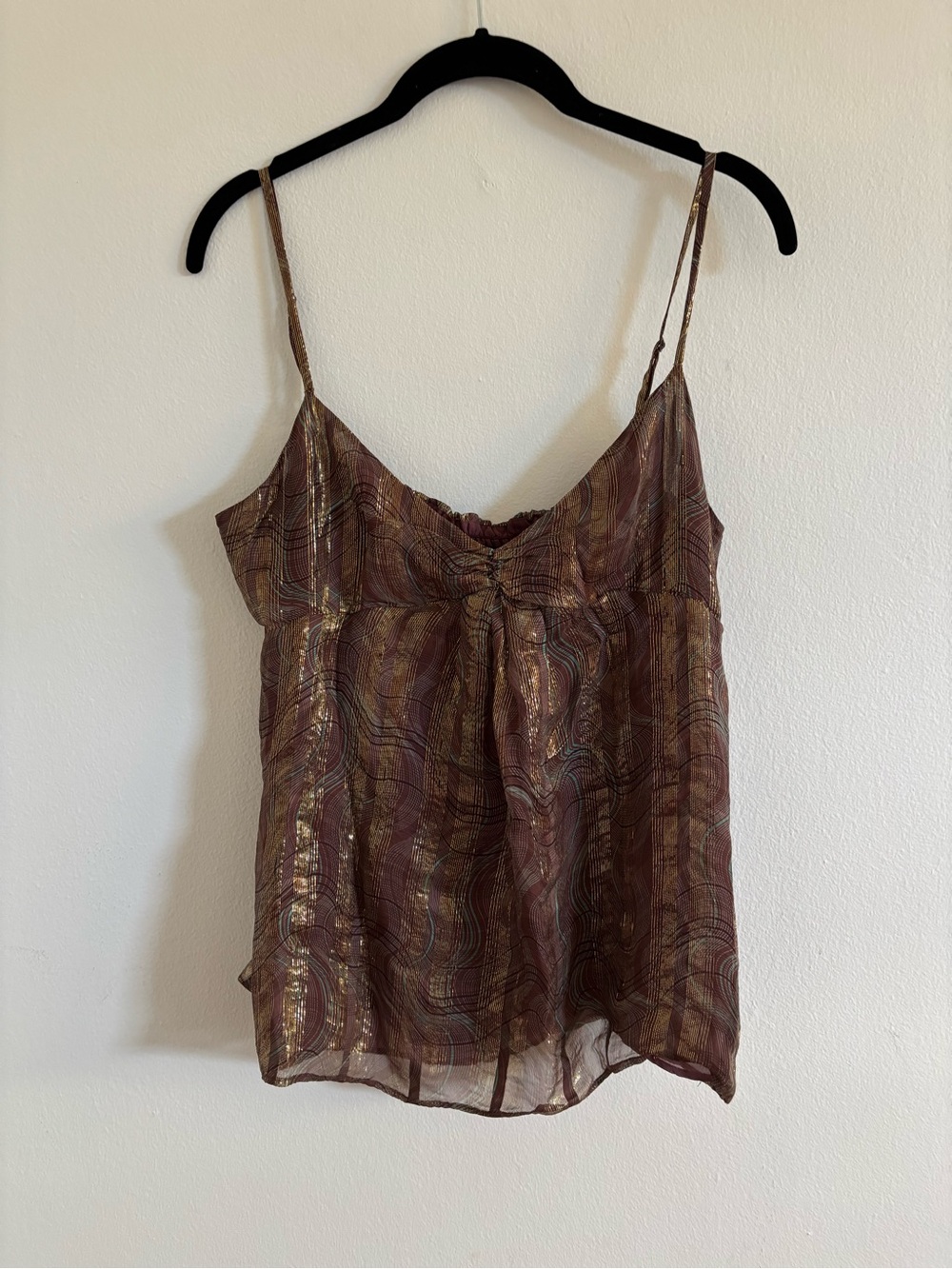 Club Monaco Brown Metallic Sheer Spaghetti Strap Camisole